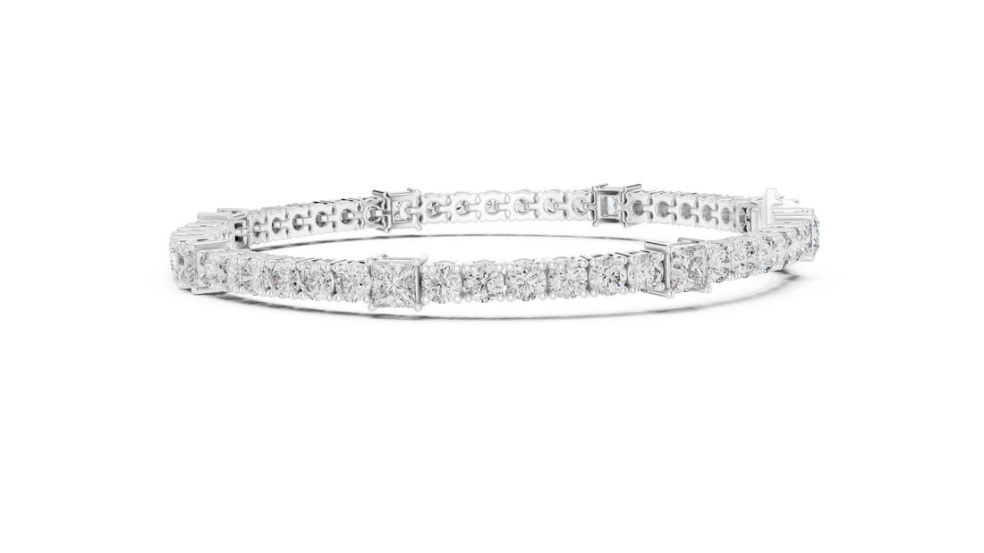 Premium Rose Gold Diamond Tennis Bracelet | Round Pear & Princess Cut Stones | Sophisticated Fine Jewelry Look