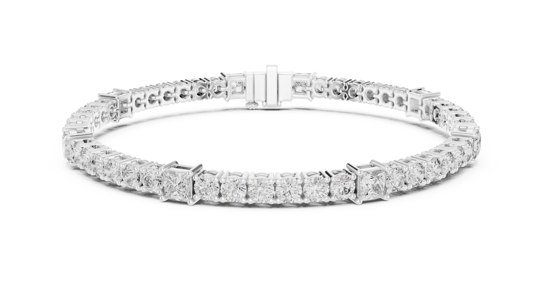 Premium Rose Gold Diamond Tennis Bracelet | Round Pear & Princess Cut Stones | Sophisticated Fine Jewelry Look