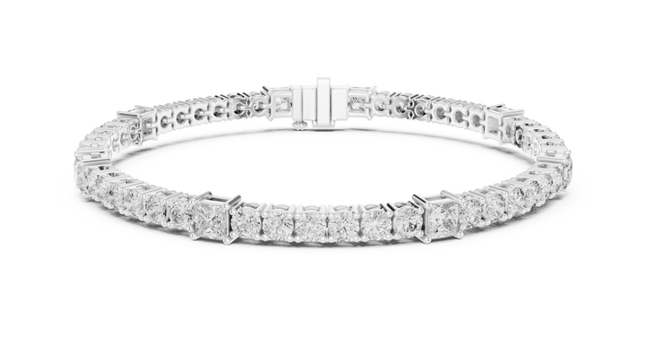 Premium Rose Gold Diamond Tennis Bracelet | Round Pear & Princess Cut Stones | Sophisticated Fine Jewelry Look