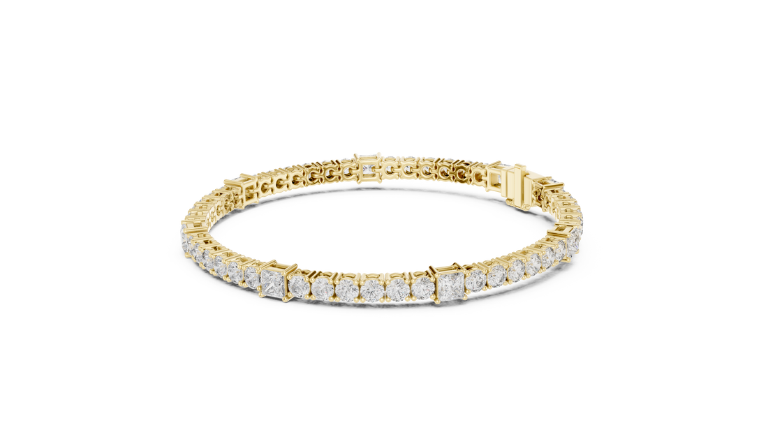 Premium Rose Gold Diamond Tennis Bracelet | Round Pear & Princess Cut Stones | Sophisticated Fine Jewelry Look