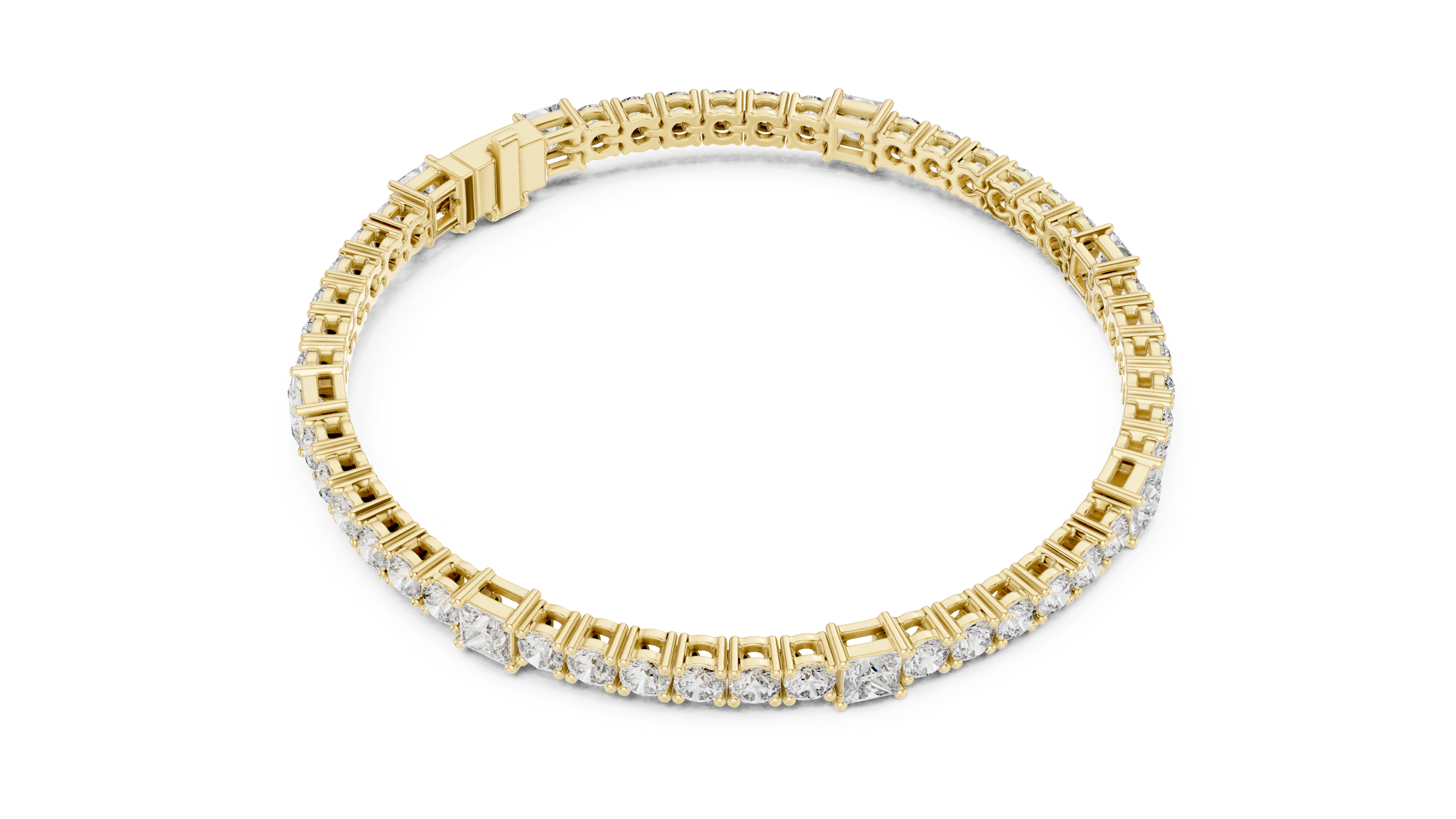 Premium Rose Gold Diamond Tennis Bracelet | Round Pear & Princess Cut Stones | Sophisticated Fine Jewelry Look