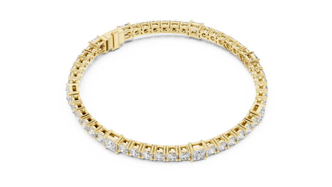Premium Rose Gold Diamond Tennis Bracelet | Round Pear & Princess Cut Stones | Sophisticated Fine Jewelry Look