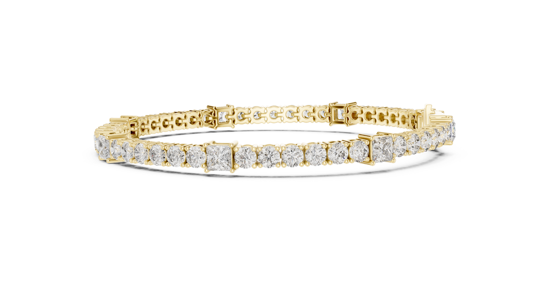 Premium Rose Gold Diamond Tennis Bracelet | Round Pear & Princess Cut Stones | Sophisticated Fine Jewelry Look