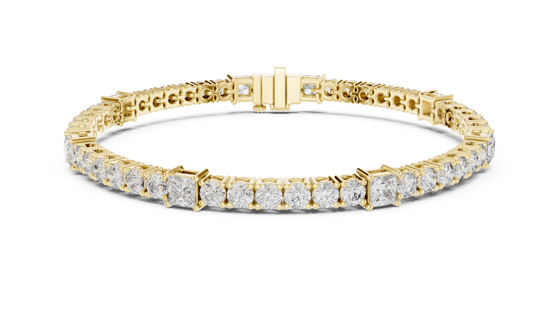 Premium Rose Gold Diamond Tennis Bracelet | Round Pear & Princess Cut Stones | Sophisticated Fine Jewelry Look