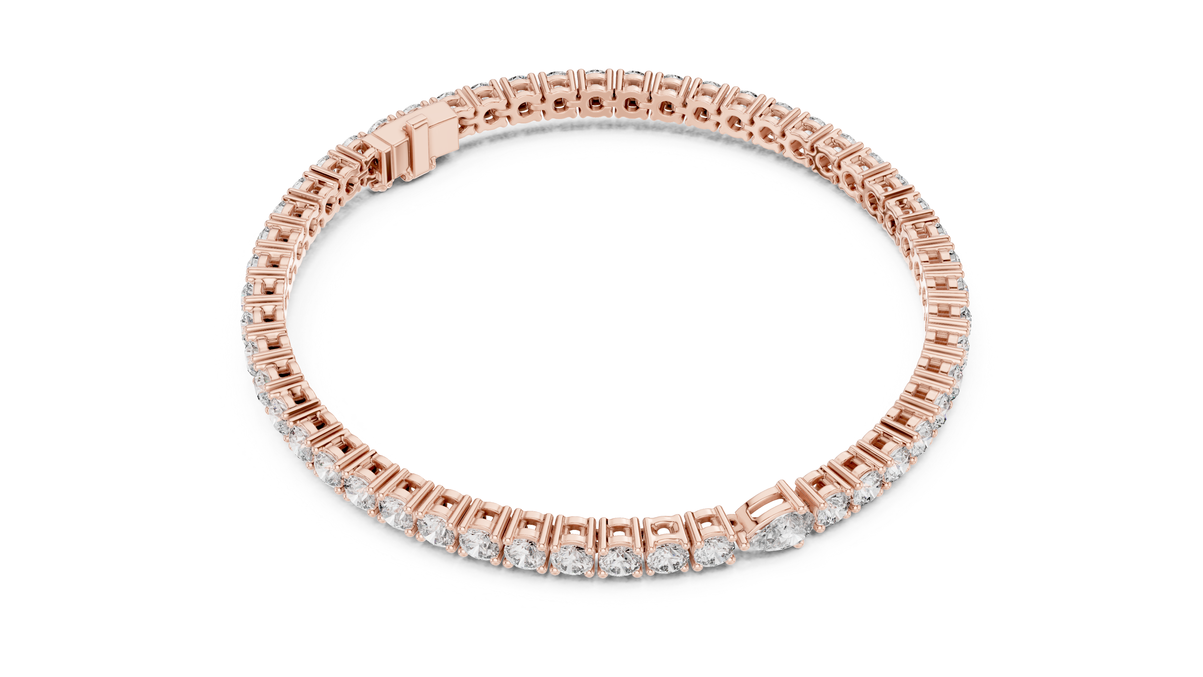 Designer Diamond Tennis Bracelet | Mixed Shape Stones in Rose Gold Plated Setting | Premium Wedding & Party Jewelry
