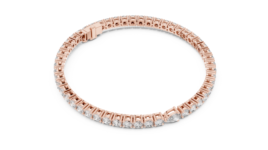 Designer Diamond Tennis Bracelet | Mixed Shape Stones in Rose Gold Plated Setting | Premium Wedding & Party Jewelry