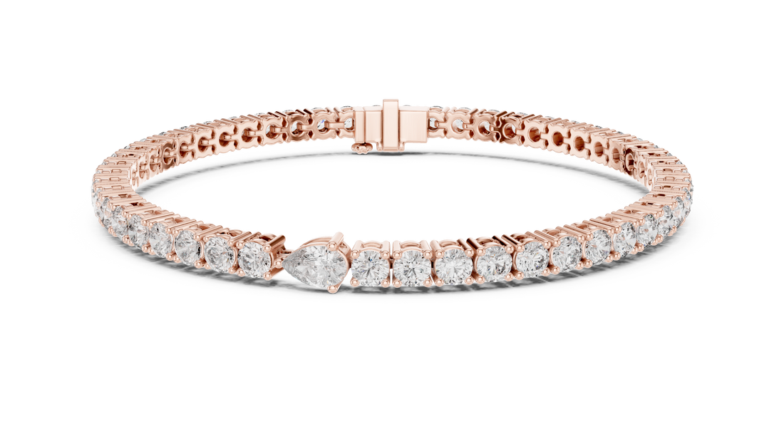 Designer Diamond Tennis Bracelet | Mixed Shape Stones in Rose Gold Plated Setting | Premium Wedding & Party Jewelry