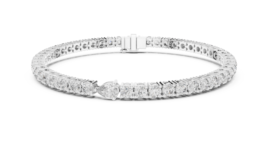 Designer Diamond Tennis Bracelet | Mixed Shape Stones in Rose Gold Plated Setting | Premium Wedding & Party Jewelry