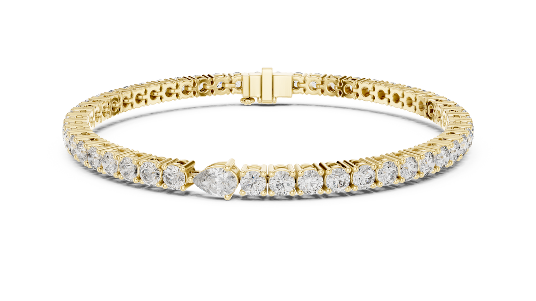 Designer Diamond Tennis Bracelet | Mixed Shape Stones in Rose Gold Plated Setting | Premium Wedding & Party Jewelry