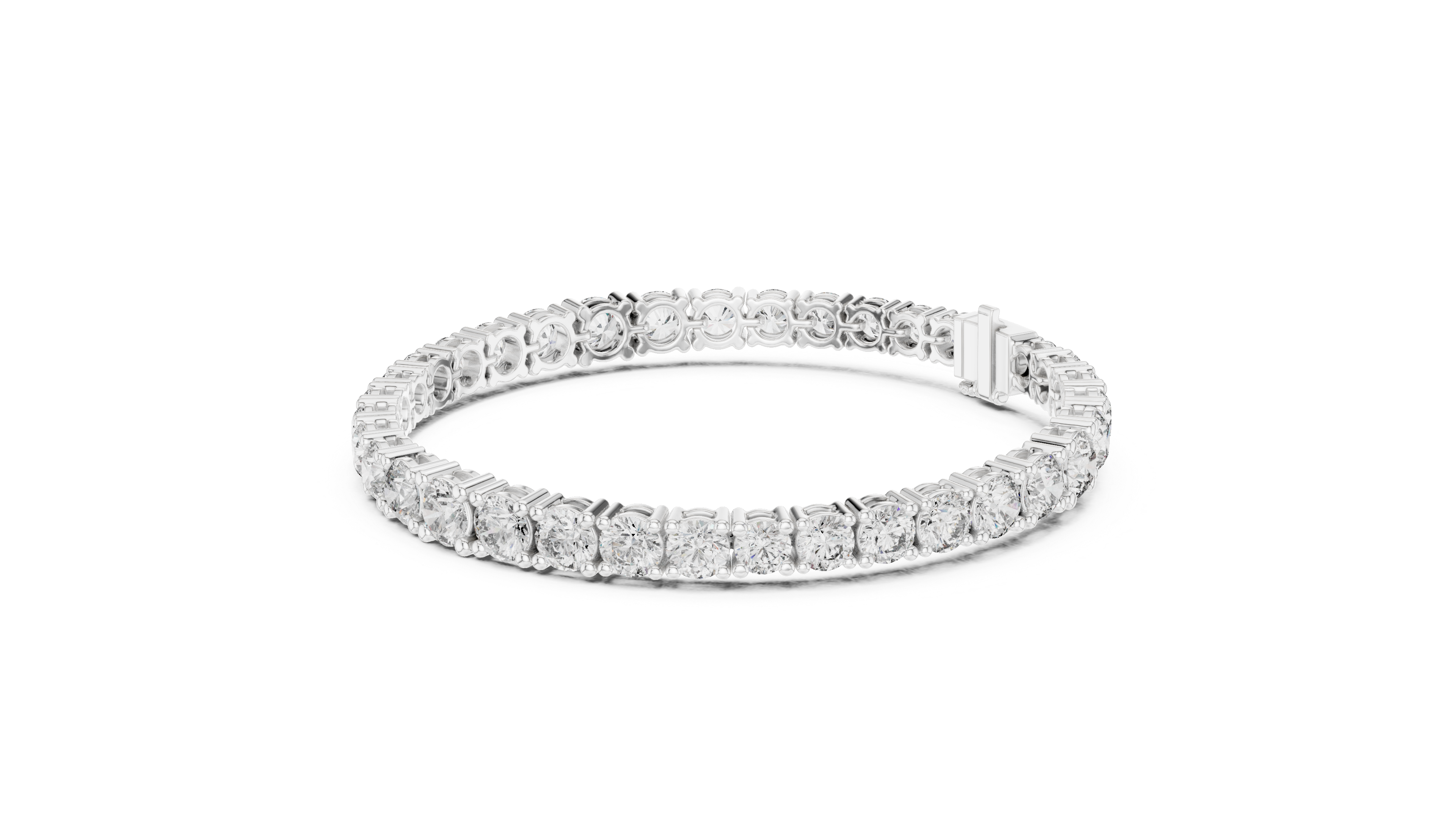 Fine Diamond Bracelet for Women | Round Shapes in White Gold Plated Setting | Elegant & Lightweight Wrist Accessory