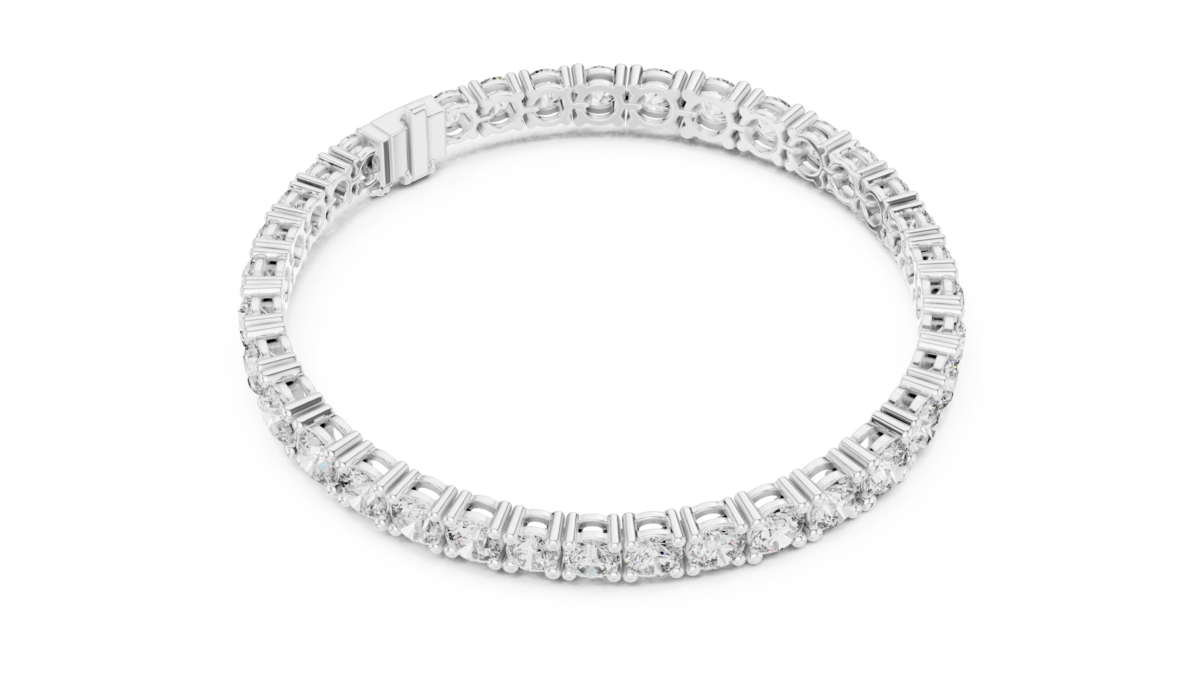 Fine Diamond Bracelet for Women | Round Shapes in White Gold Plated Setting | Elegant & Lightweight Wrist Accessory