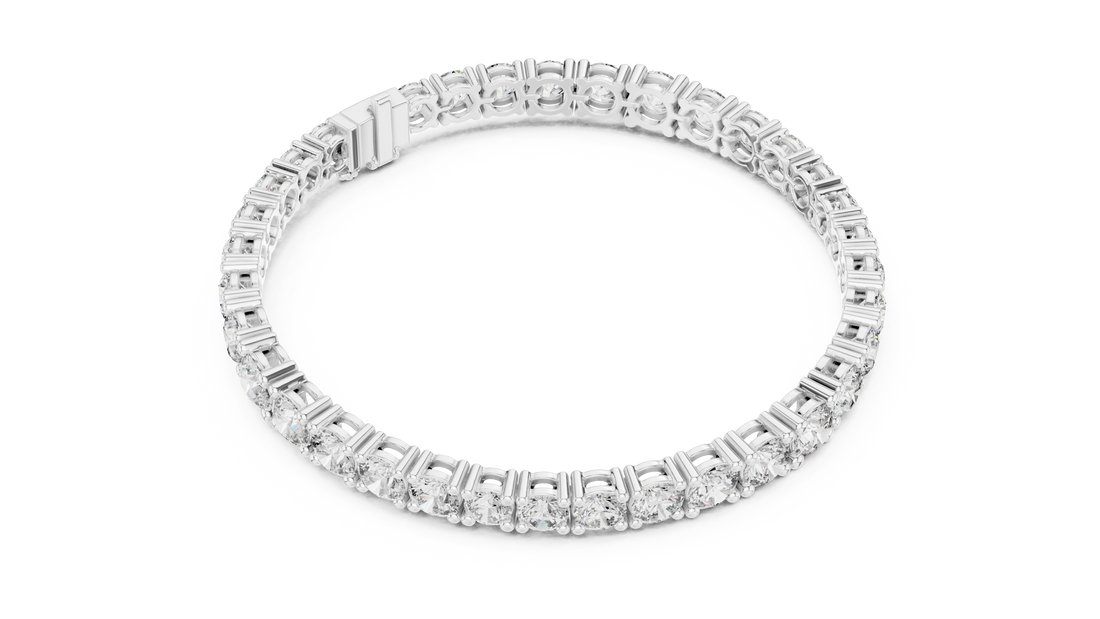 Fine Diamond Bracelet for Women | Round Shapes in White Gold Plated Setting | Elegant & Lightweight Wrist Accessory