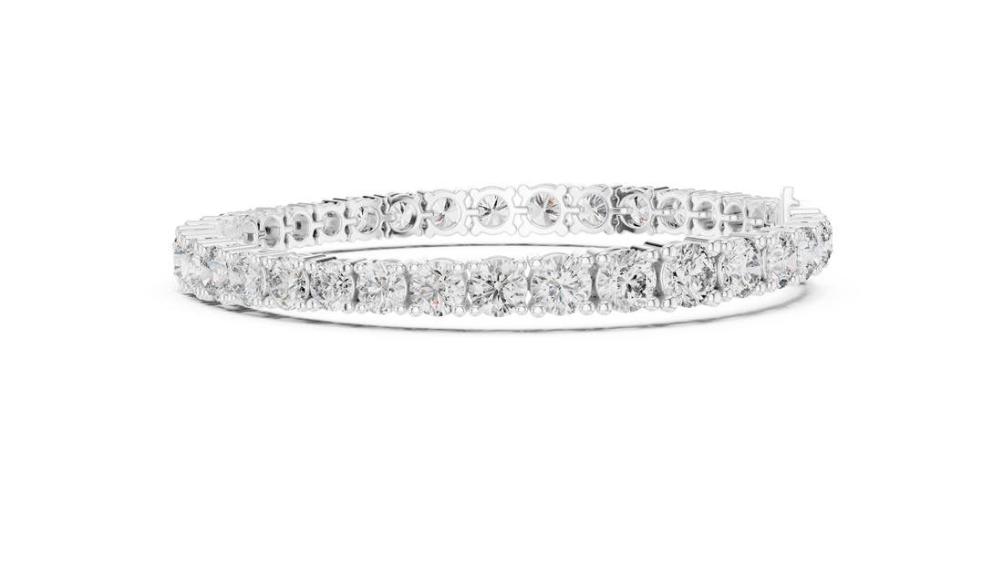 Fine Diamond Bracelet for Women | Round Shapes in White Gold Plated Setting | Elegant & Lightweight Wrist Accessory