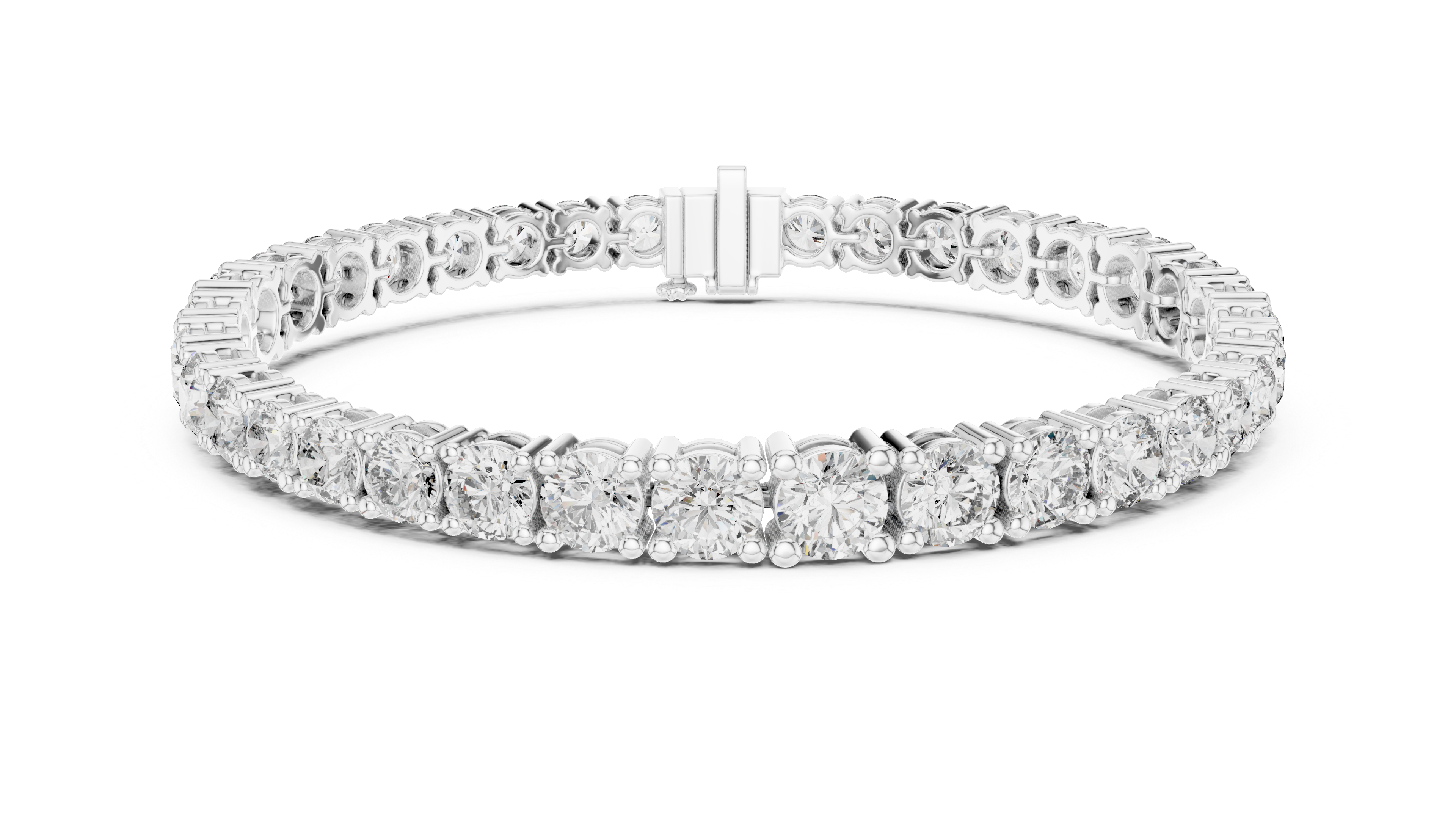 Fine Diamond Bracelet for Women | Round Shapes in White Gold Plated Setting | Elegant & Lightweight Wrist Accessory