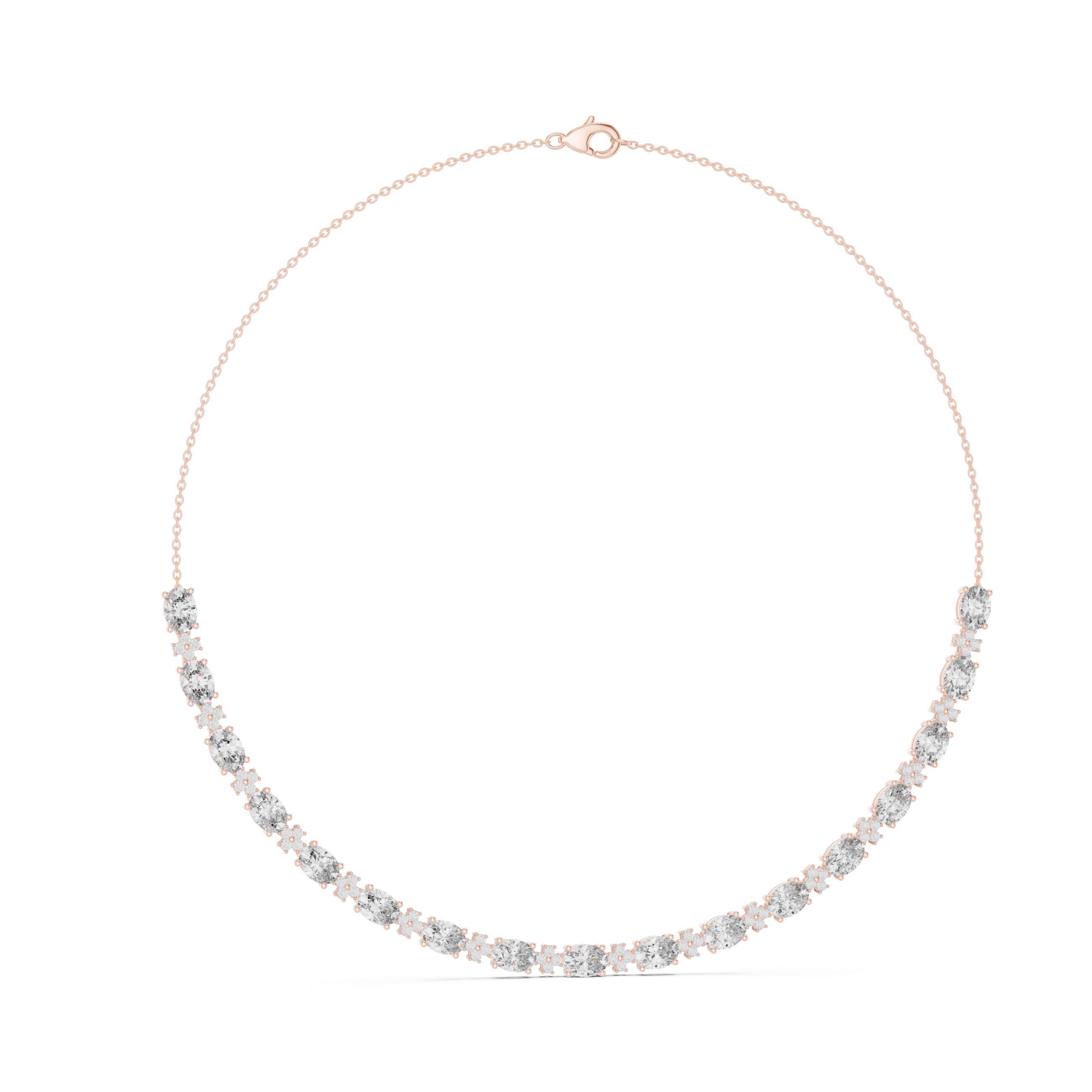Bridal Style Oval Diamond Necklace in Rose Gold Luxury Statement Jewelry for Wedding and Party Wear