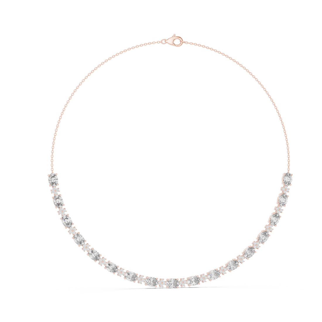 Bridal Style Oval Diamond Necklace in Rose Gold Luxury Statement Jewelry for Wedding and Party Wear