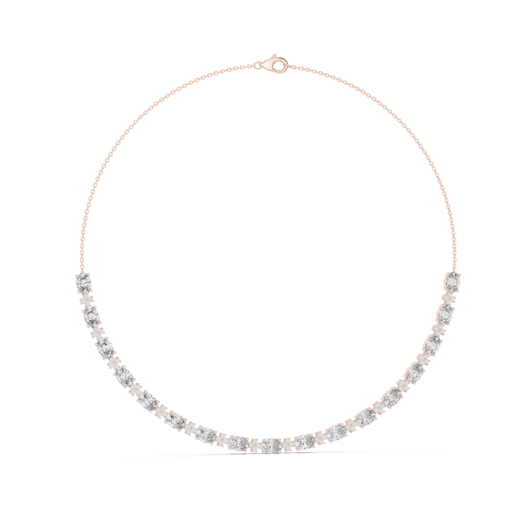 Bridal Style Oval Diamond Necklace in Rose Gold Luxury Statement Jewelry for Wedding and Party Wear