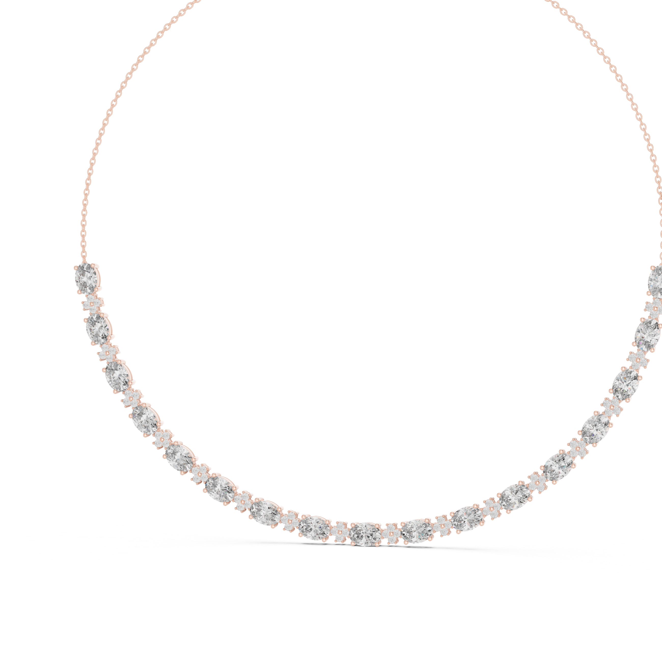 Bridal Style Oval Diamond Necklace in Rose Gold Luxury Statement Jewelry for Wedding and Party Wear