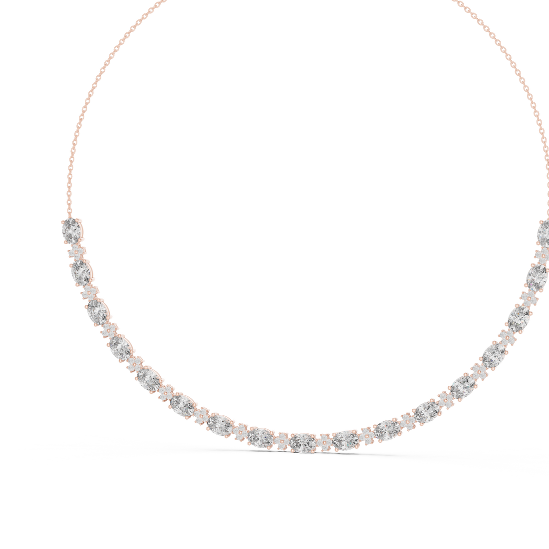 Bridal Style Oval Diamond Necklace in Rose Gold Luxury Statement Jewelry for Wedding and Party Wear