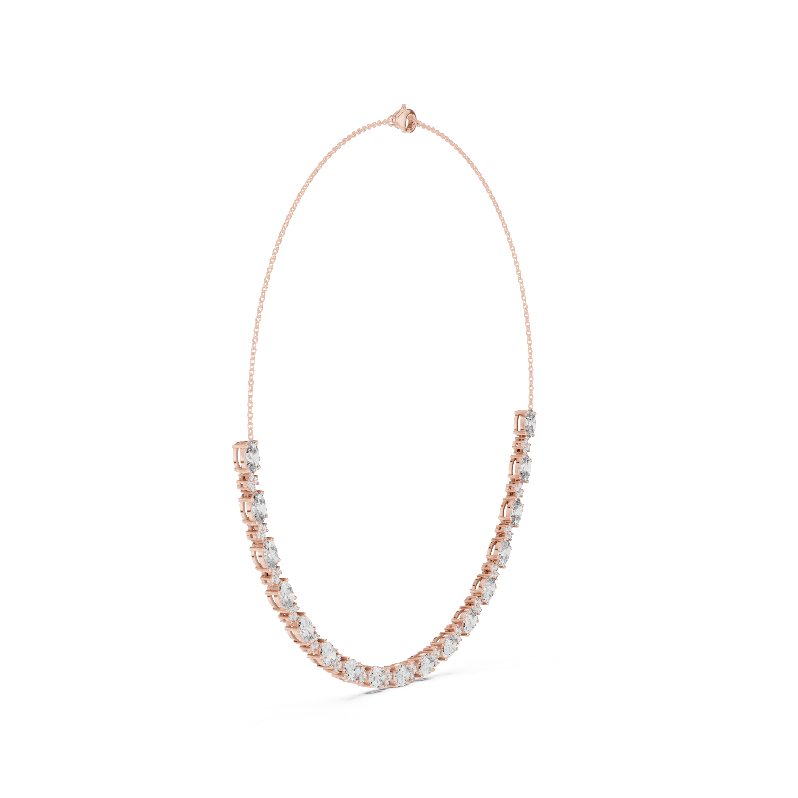 Bridal Style Oval Diamond Necklace in Rose Gold Luxury Statement Jewelry for Wedding and Party Wear
