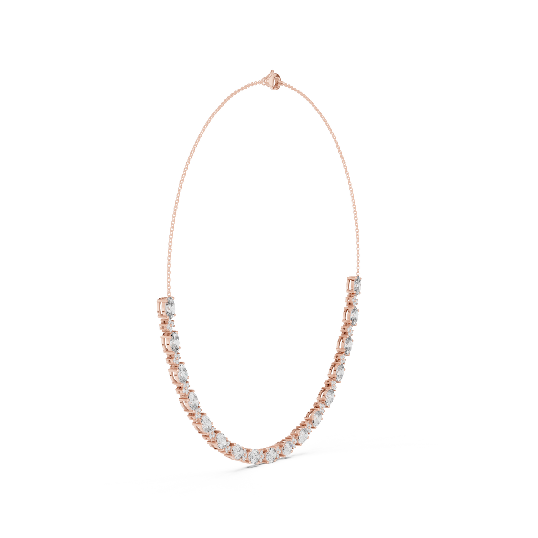 Bridal Style Oval Diamond Necklace in Rose Gold Luxury Statement Jewelry for Wedding and Party Wear
