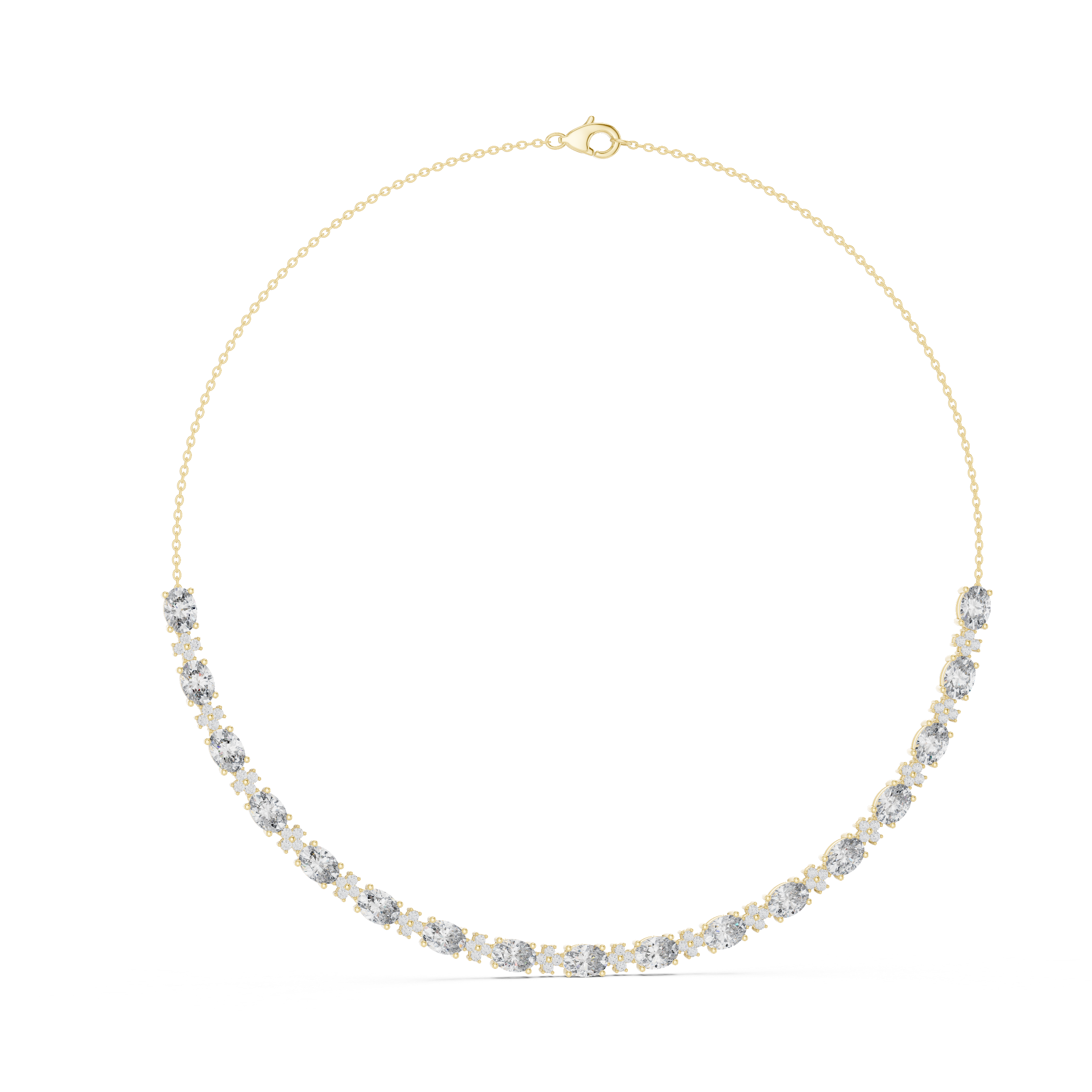 Bridal Style Oval Diamond Necklace in Rose Gold Luxury Statement Jewelry for Wedding and Party Wear