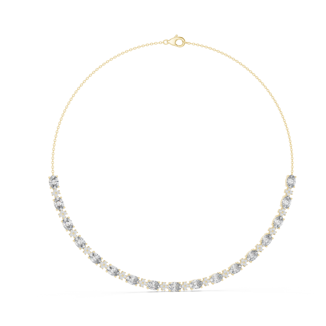 Bridal Style Oval Diamond Necklace in Rose Gold Luxury Statement Jewelry for Wedding and Party Wear