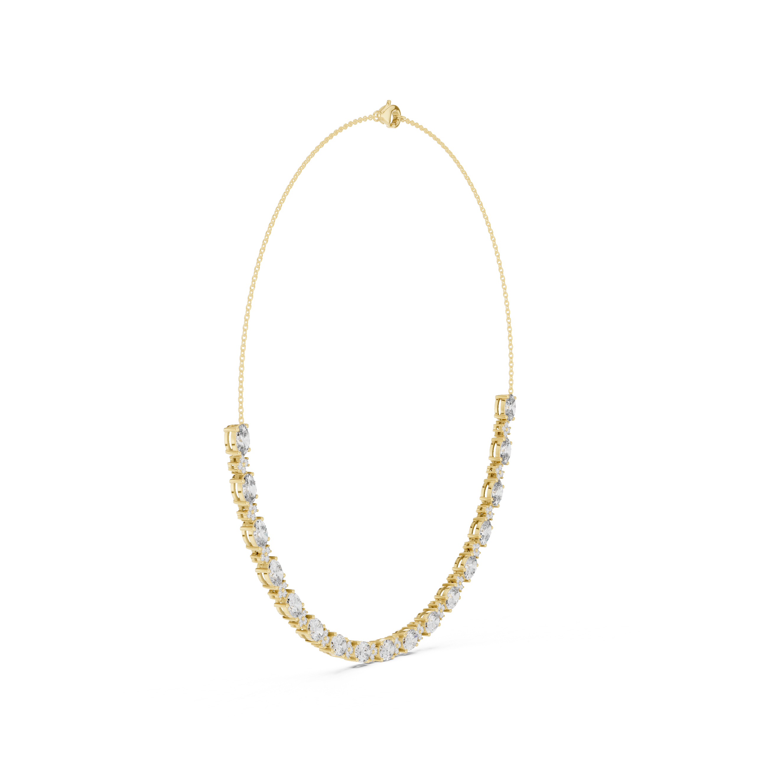 Bridal Style Oval Diamond Necklace in Rose Gold Luxury Statement Jewelry for Wedding and Party Wear