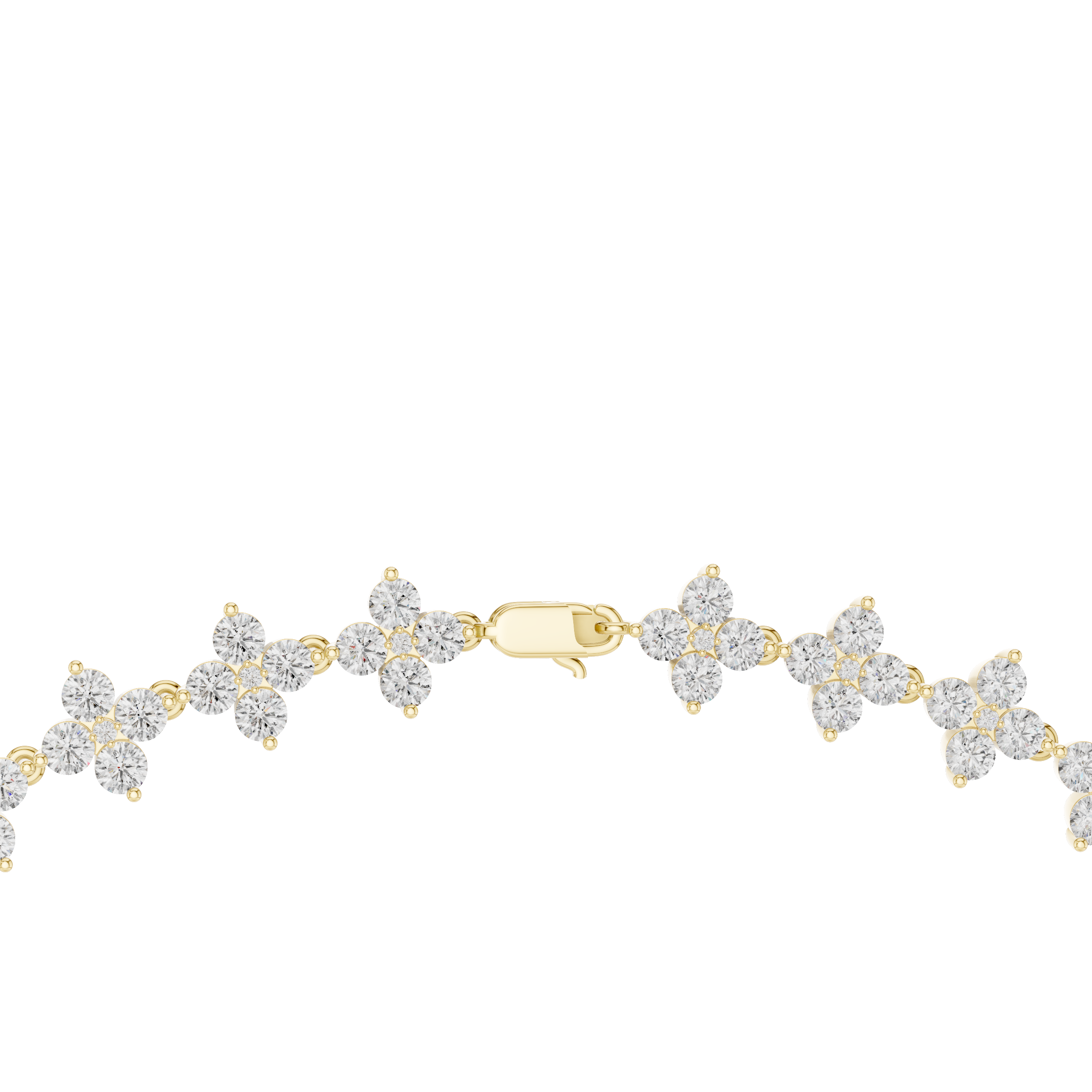 Fine White Gold Tennis Necklace with Round Diamond Floral Modern Luxury Necklace for Women