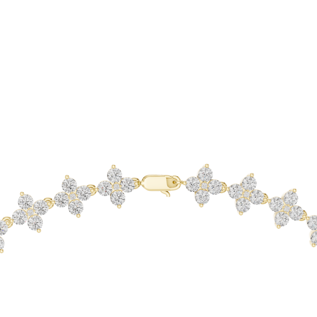 Fine White Gold Tennis Necklace with Round Diamond Floral Modern Luxury Necklace for Women