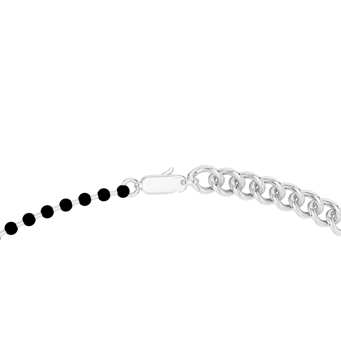 Traditional Black Bead Diamond Mangalsutra Necklace in White Gold Minimal Daily Wear Jewelry