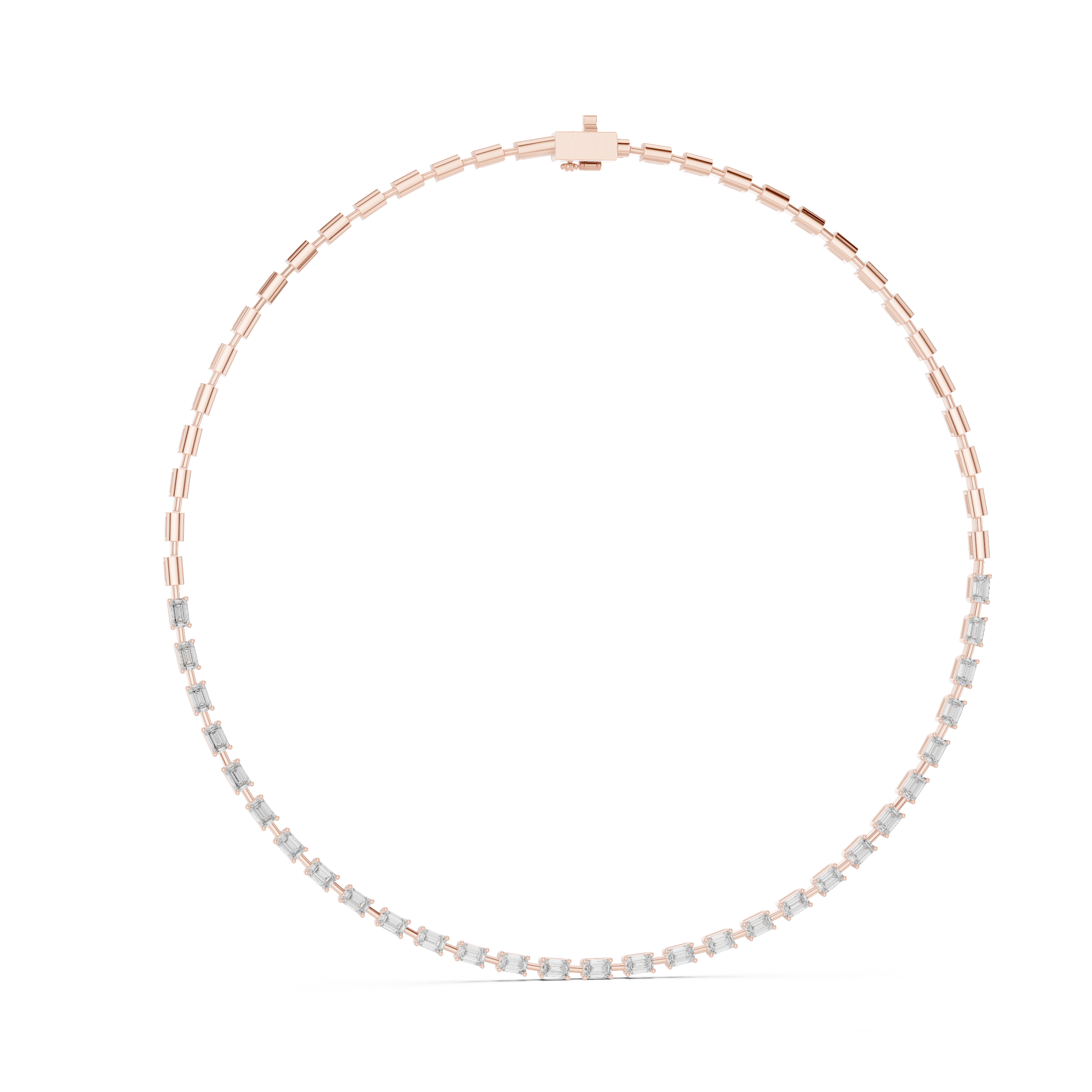 Women’s Luxury Emerald Diamond Necklace in Rose Gold with Cluster Details Wedding Jewelry
