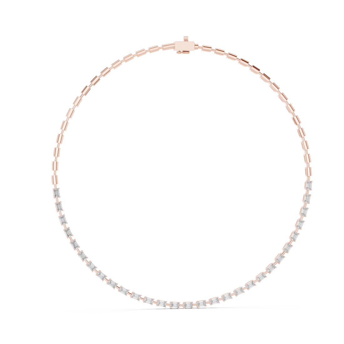 Women’s Luxury Emerald Diamond Necklace in Rose Gold with Cluster Details Wedding Jewelry