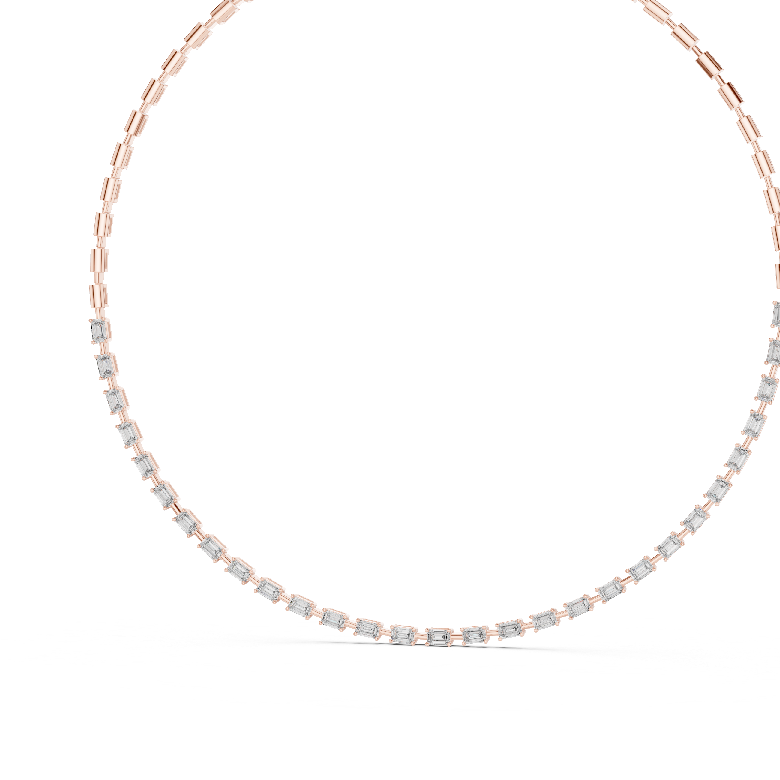 Women’s Luxury Emerald Diamond Necklace in Rose Gold with Cluster Details Wedding Jewelry