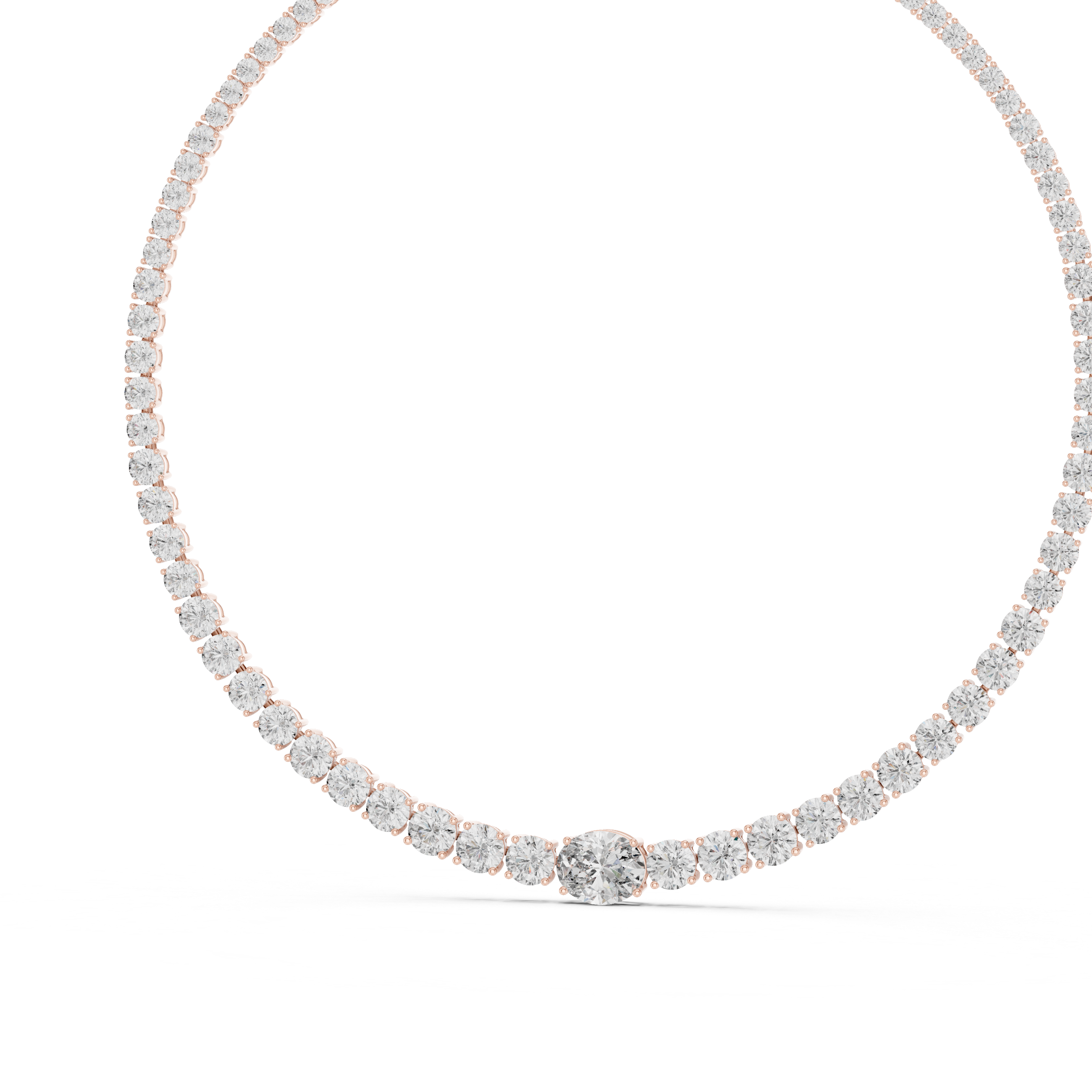 Elegant Oval Diamond Tennis Necklace in White Gold Minimal Luxury Wedding Necklace for Women
