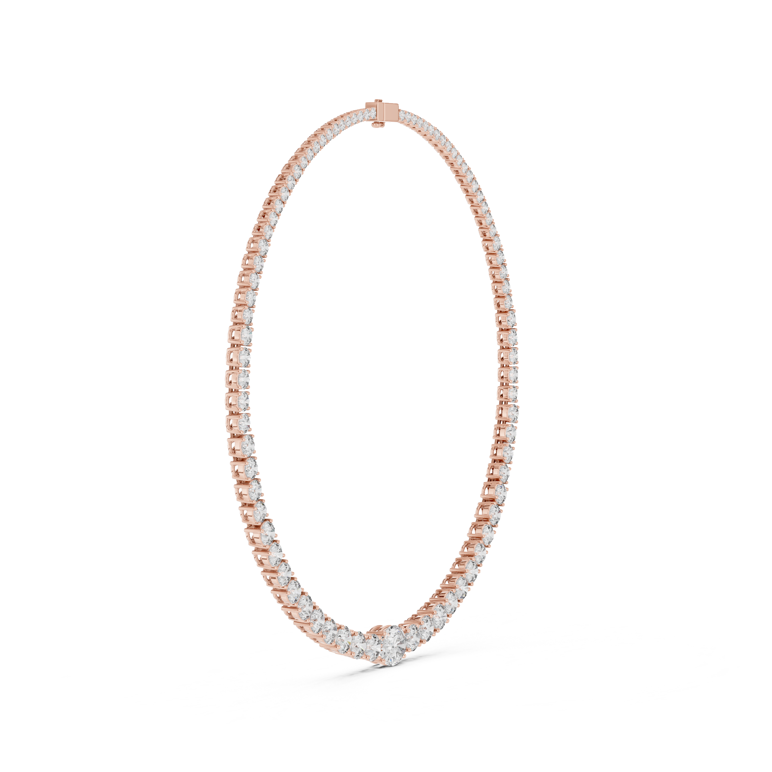 Elegant Oval Diamond Tennis Necklace in White Gold Minimal Luxury Wedding Necklace for Women