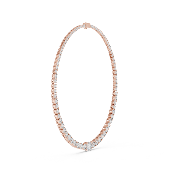 Elegant Oval Diamond Tennis Necklace in White Gold Minimal Luxury Wedding Necklace for Women