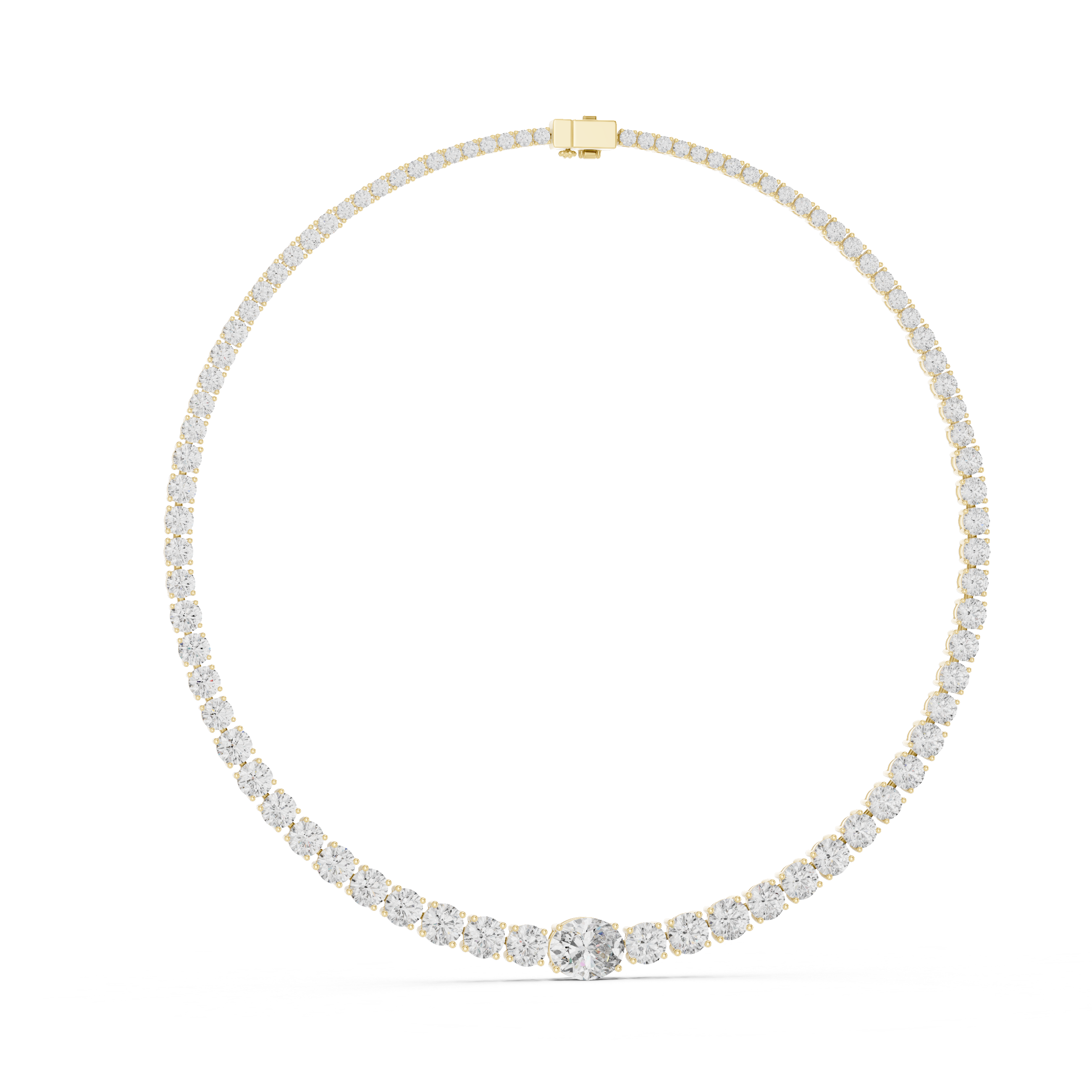 Elegant Oval Diamond Tennis Necklace in White Gold Minimal Luxury Wedding Necklace for Women