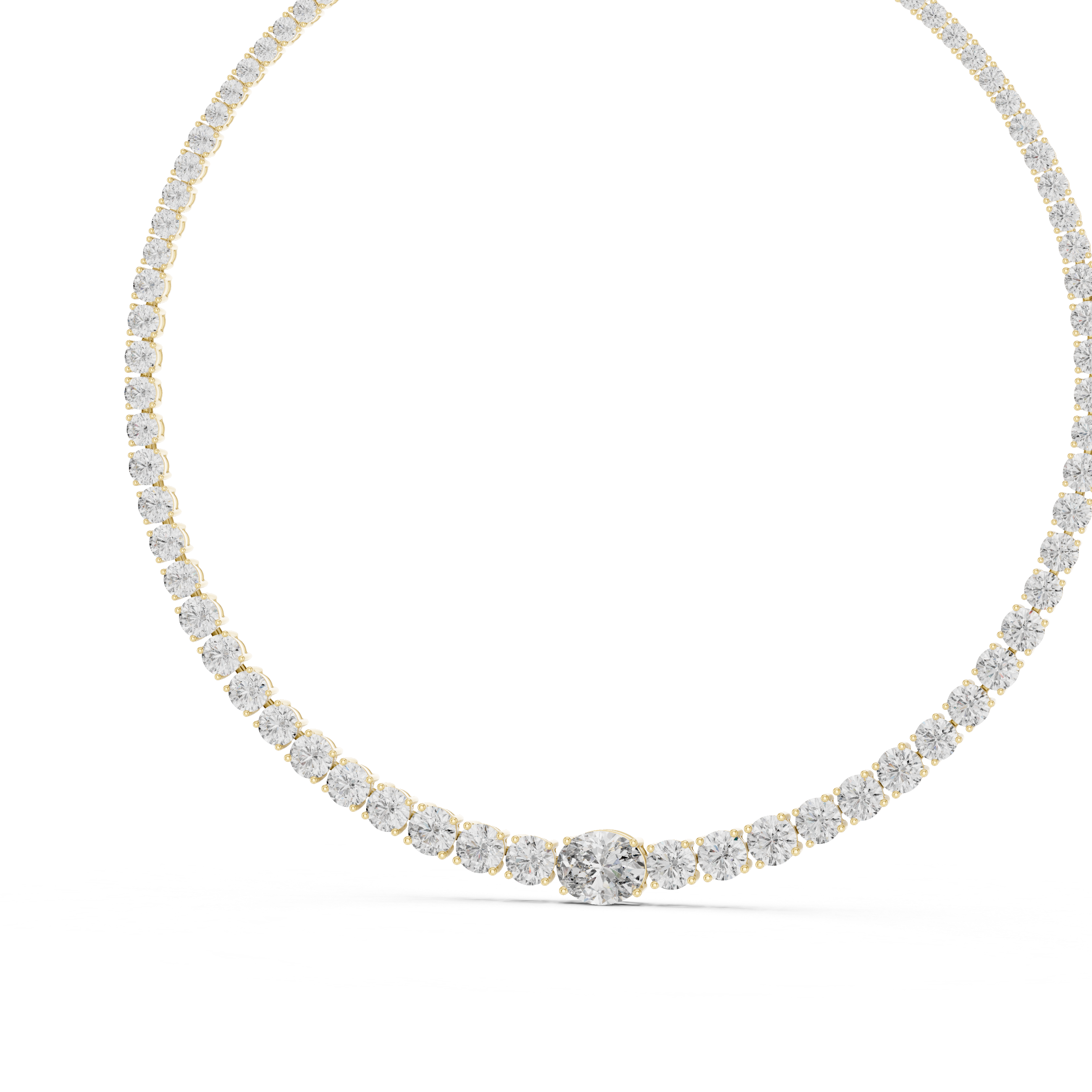 Elegant Oval Diamond Tennis Necklace in White Gold Minimal Luxury Wedding Necklace for Women