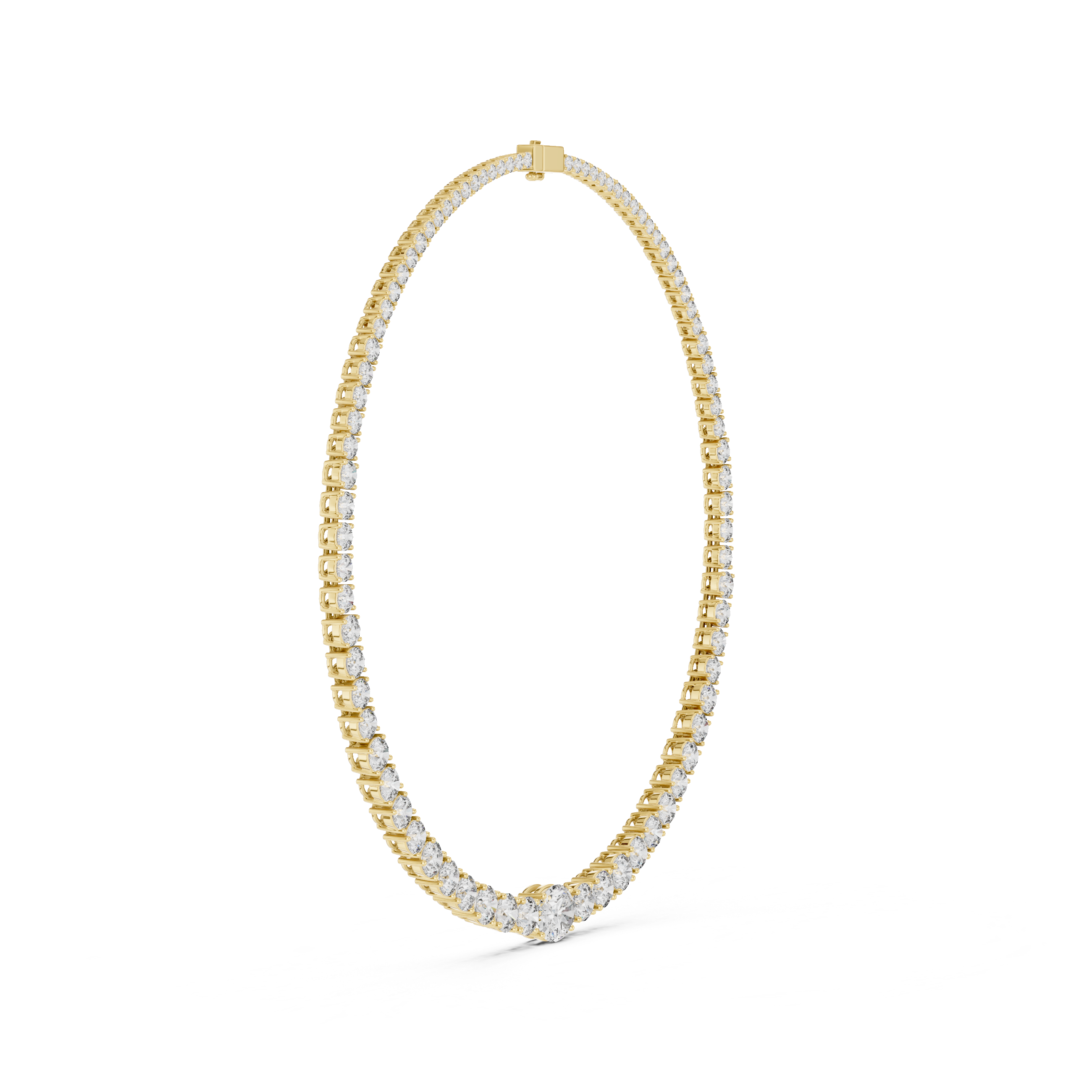 Elegant Oval Diamond Tennis Necklace in White Gold Minimal Luxury Wedding Necklace for Women