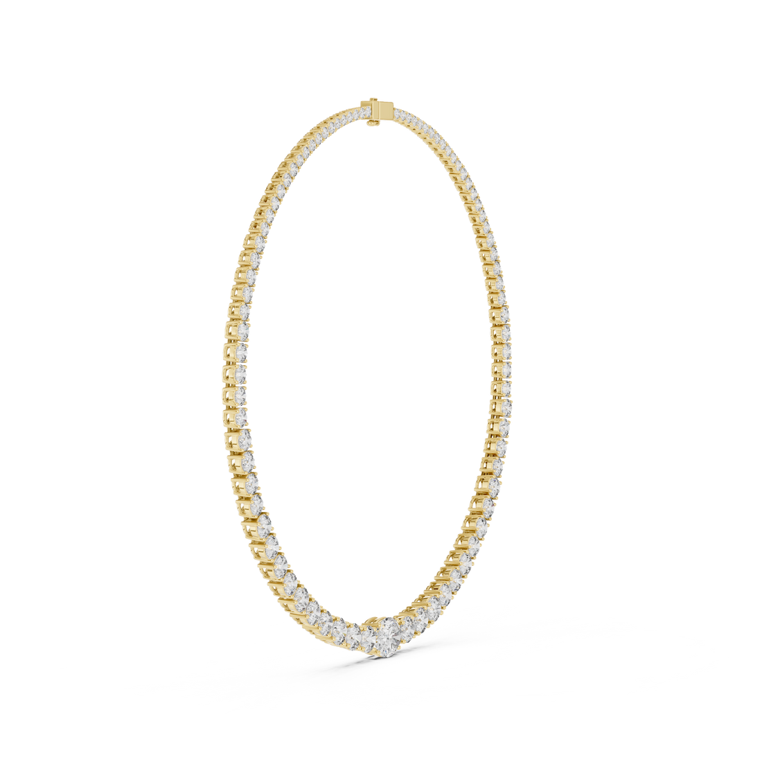 Elegant Oval Diamond Tennis Necklace in White Gold Minimal Luxury Wedding Necklace for Women