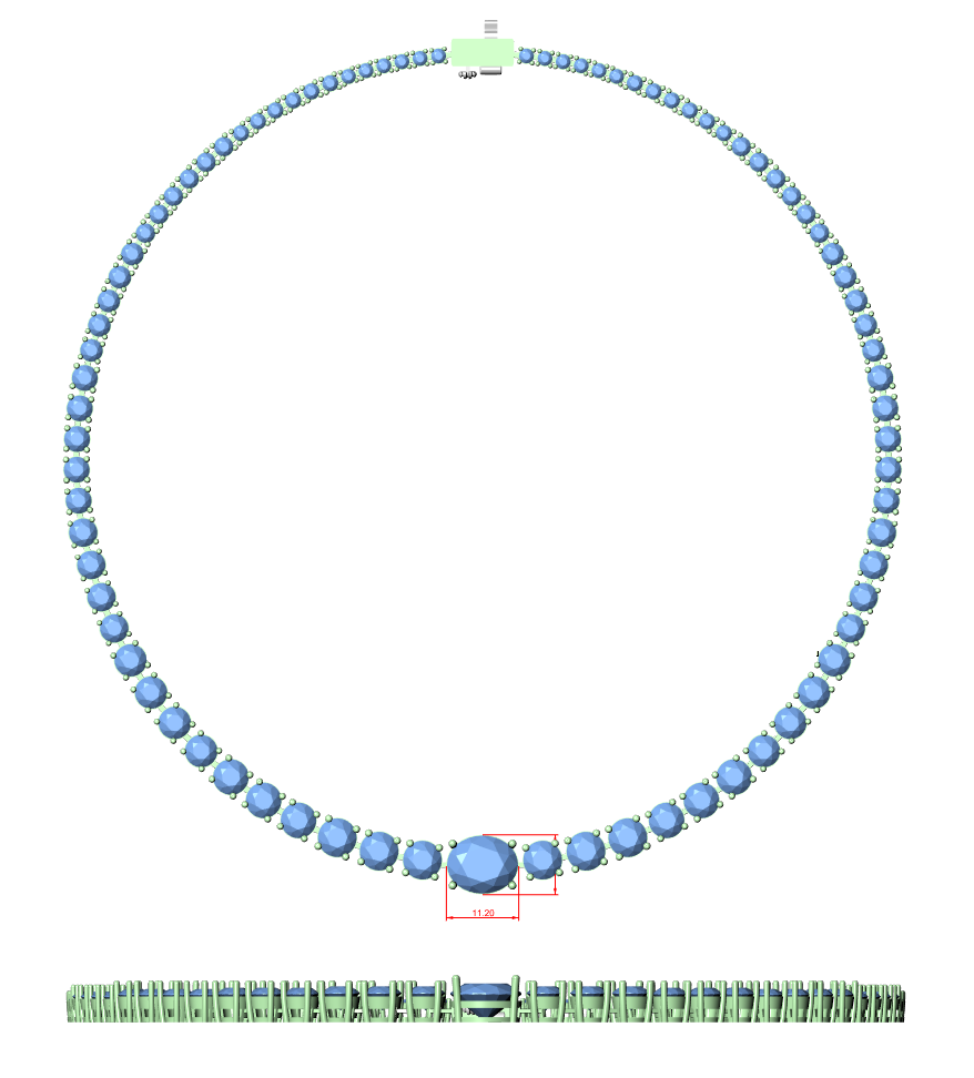 Elegant Oval Diamond Tennis Necklace in White Gold Minimal Luxury Wedding Necklace for Women