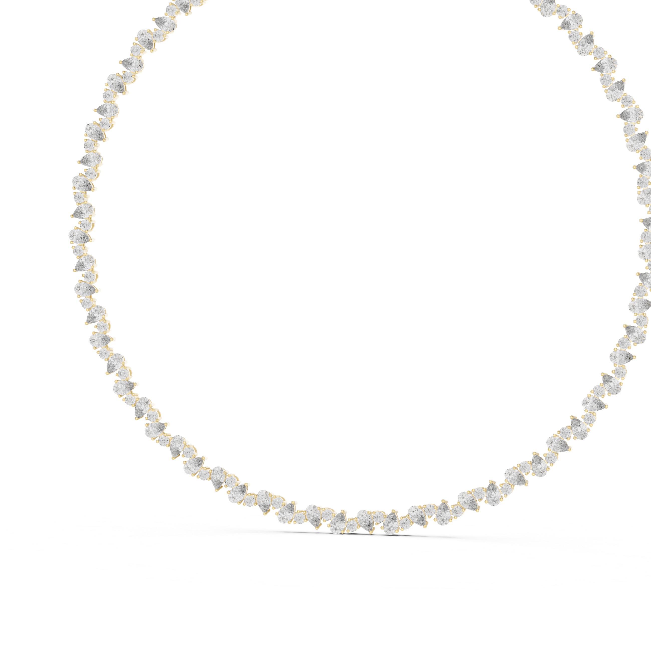 Bridal Style Diamond Tennis Choker Necklace with Pear Shaped Pendant in Rose Gold Finish