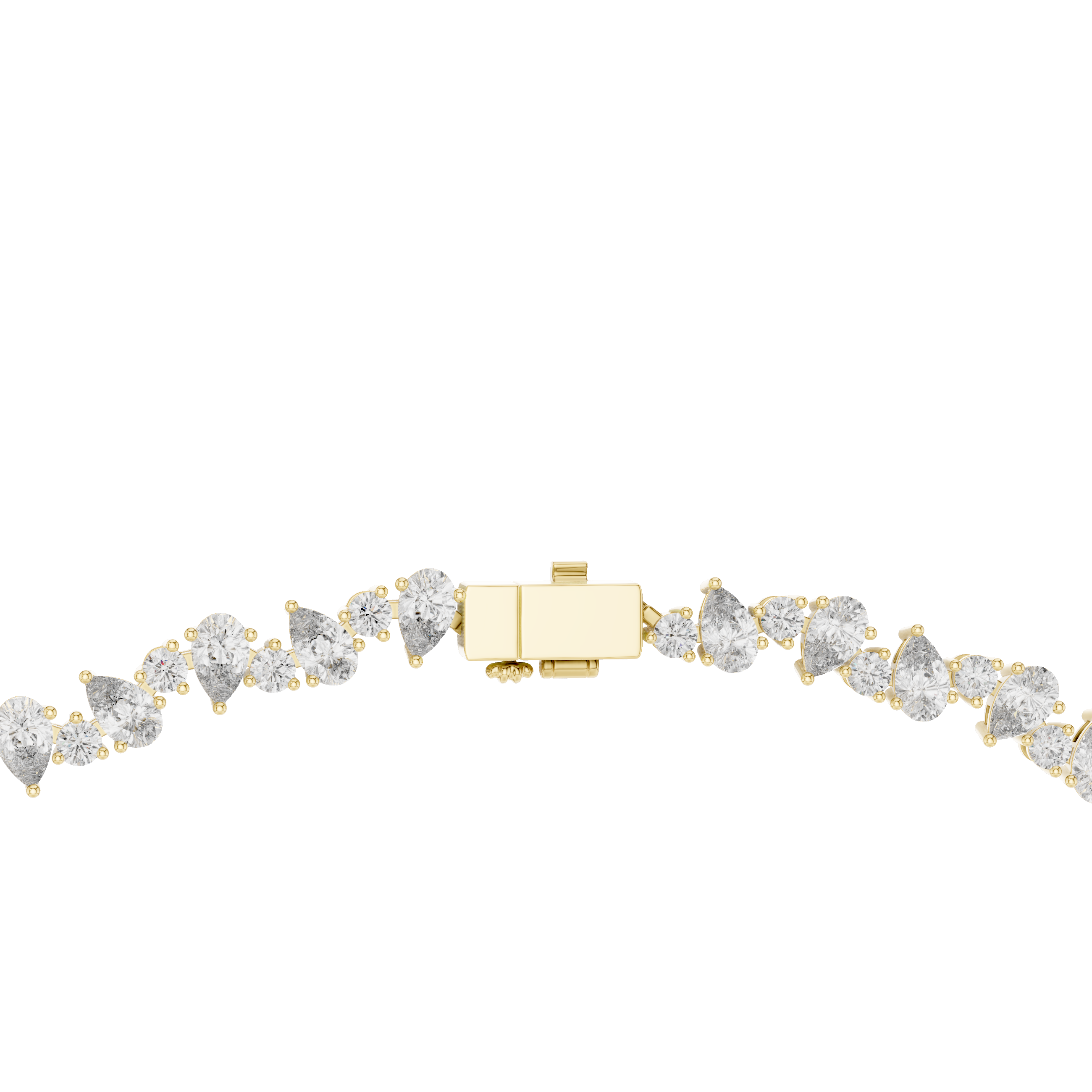 Bridal Style Diamond Tennis Choker Necklace with Pear Shaped Pendant in Rose Gold Finish