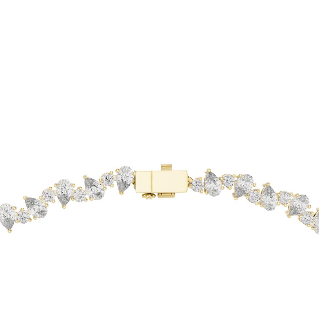 Bridal Style Diamond Tennis Choker Necklace with Pear Shaped Pendant in Rose Gold Finish