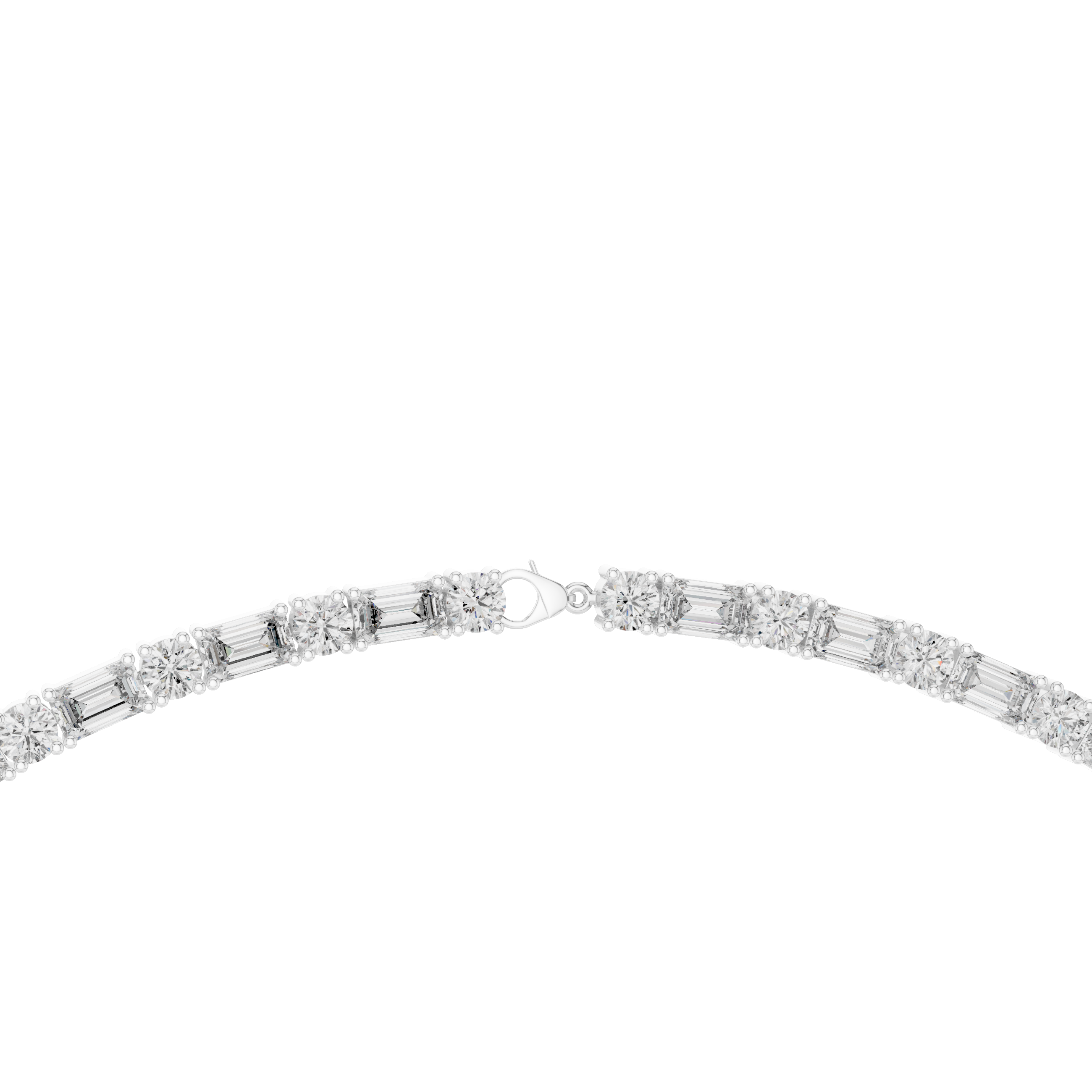 Rose Gold Diamond Collar Necklace with Emerald Shape Stones Elegant Bridal Necklace for Women