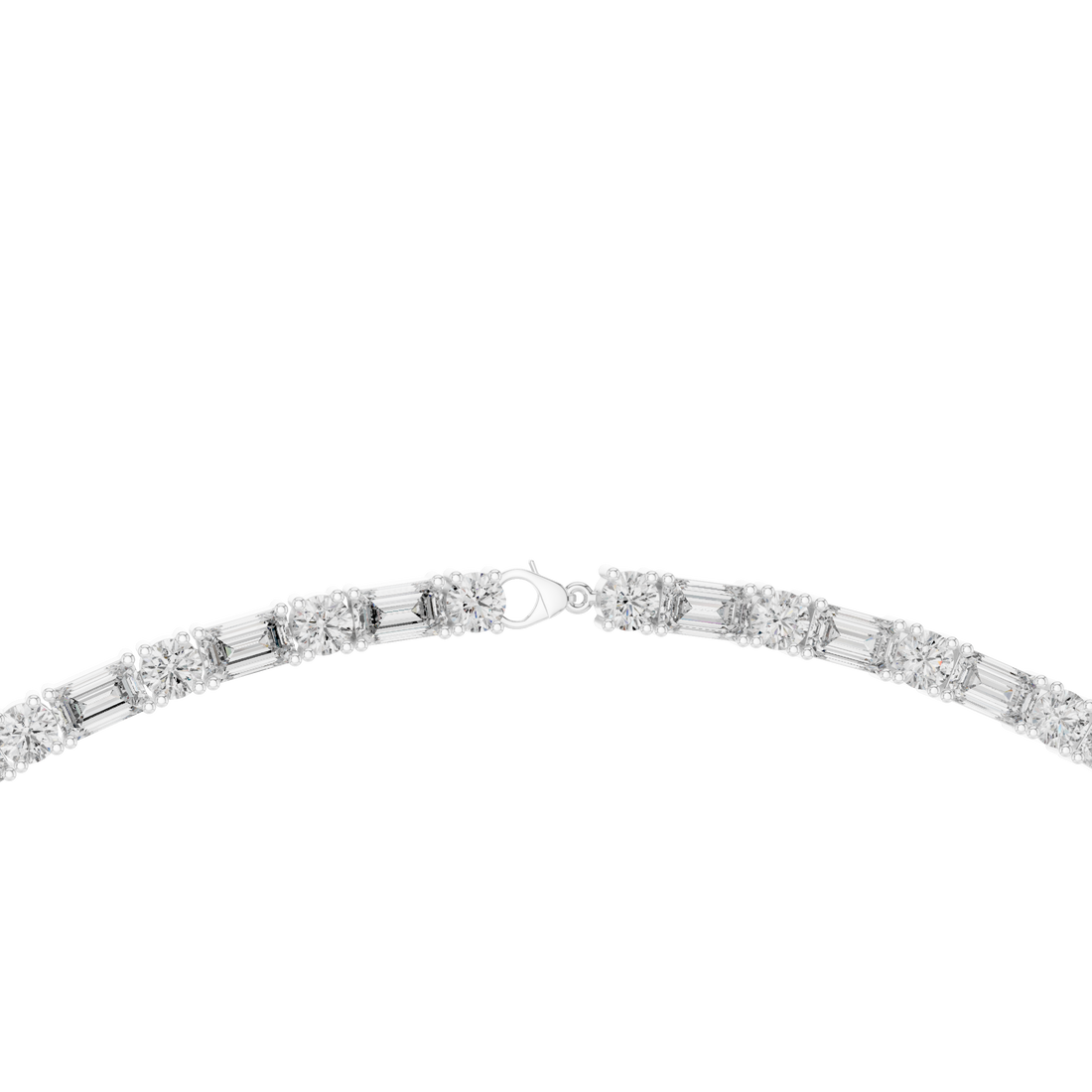 Rose Gold Diamond Collar Necklace with Emerald Shape Stones Elegant Bridal Necklace for Women