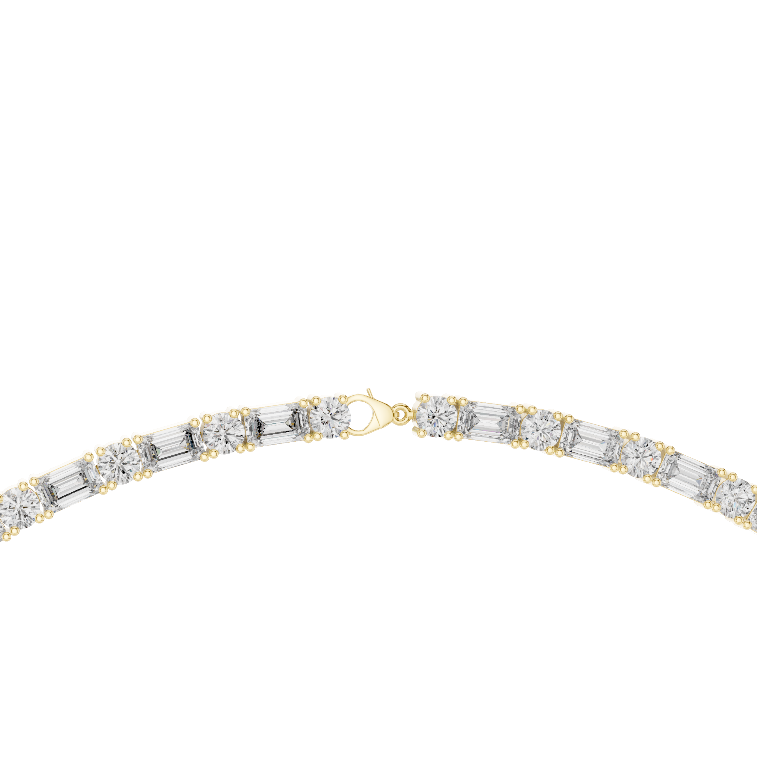 Rose Gold Diamond Collar Necklace with Emerald Shape Stones Elegant Bridal Necklace for Women