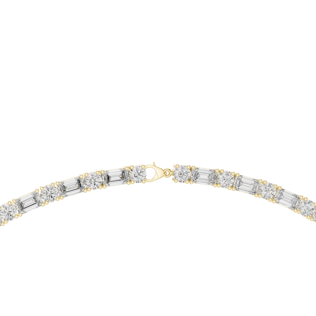 Rose Gold Diamond Collar Necklace with Emerald Shape Stones Elegant Bridal Necklace for Women
