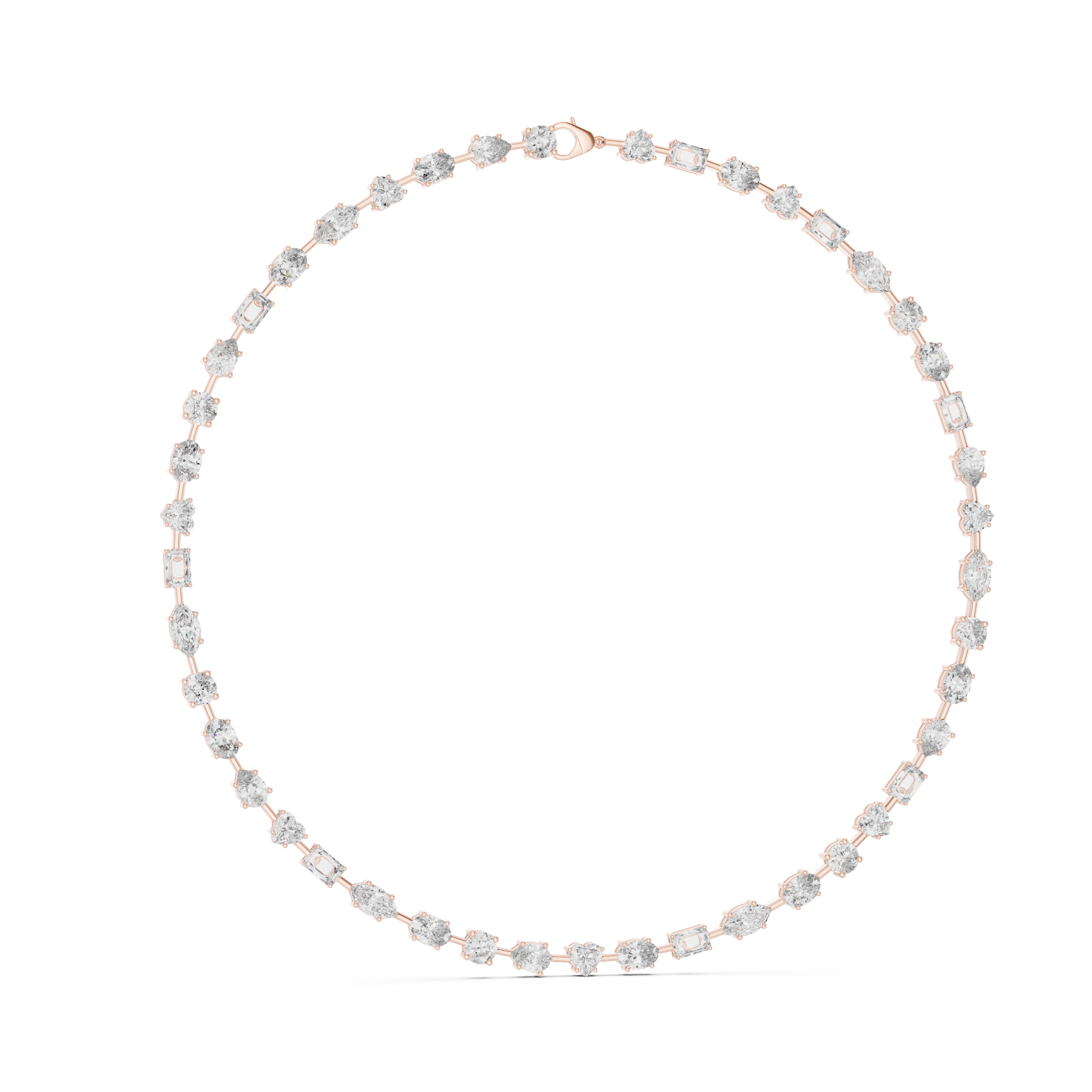 Minimalist Fancy Diamond Tennis Necklace in White Gold for Women